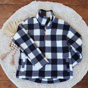 Old Navy Buffalo Plaid Half Zip Fleece Jacket